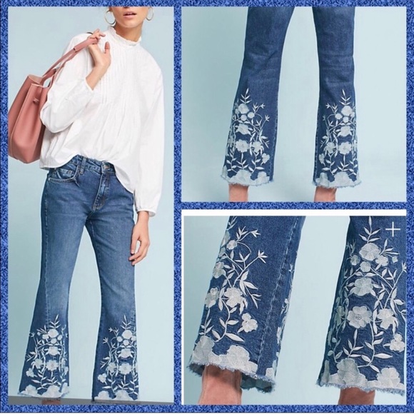 Anthropologie Denim - Anthro Pilcro floral flared crop—25 NWT